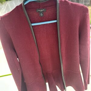 Ann Taylor Maroon Open-Front Cardigan